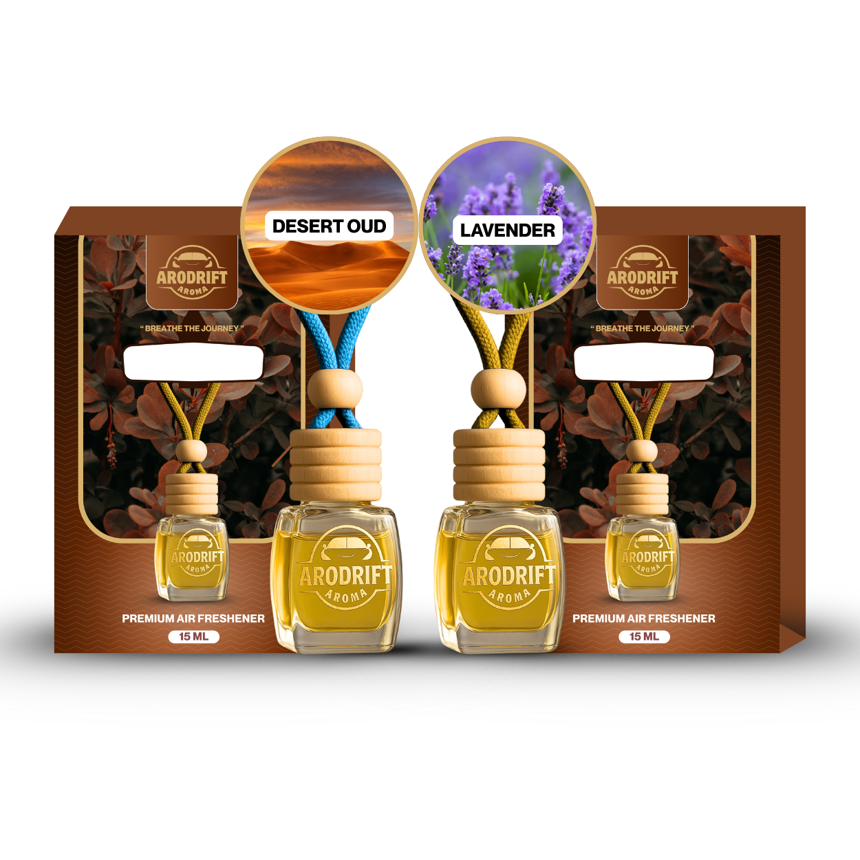 AroDrift Premium Hanging Car Perfume | Combo Pack Of 2 | Last Up to 45 Days | Made From Natural Essential Oils | 15ML X 2 Bottle | 30 ML