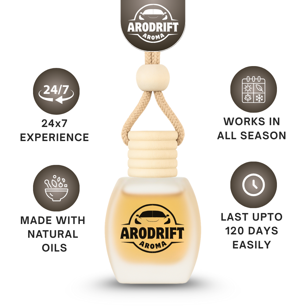 AroDrift Premium Hanging Car Perfume Combo  - Pack of 4 (60 ml) | Aroma with Essential Oils | Last Upto 120 Days