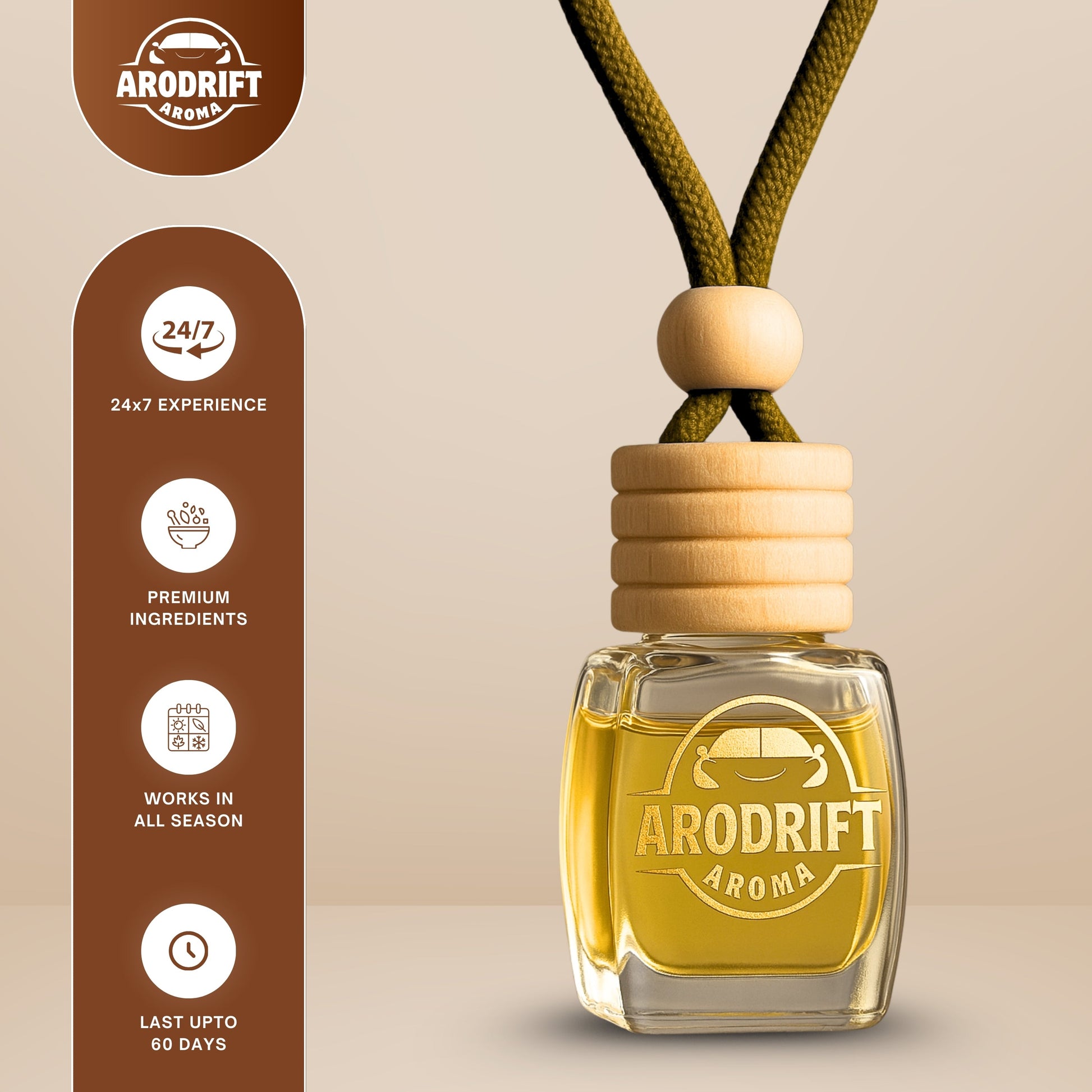 AroDrift Premium Hanging Car Perfume | Last Up to 30 Days | Made From Natural Essential Oils | 15ML [Pack Of 1]