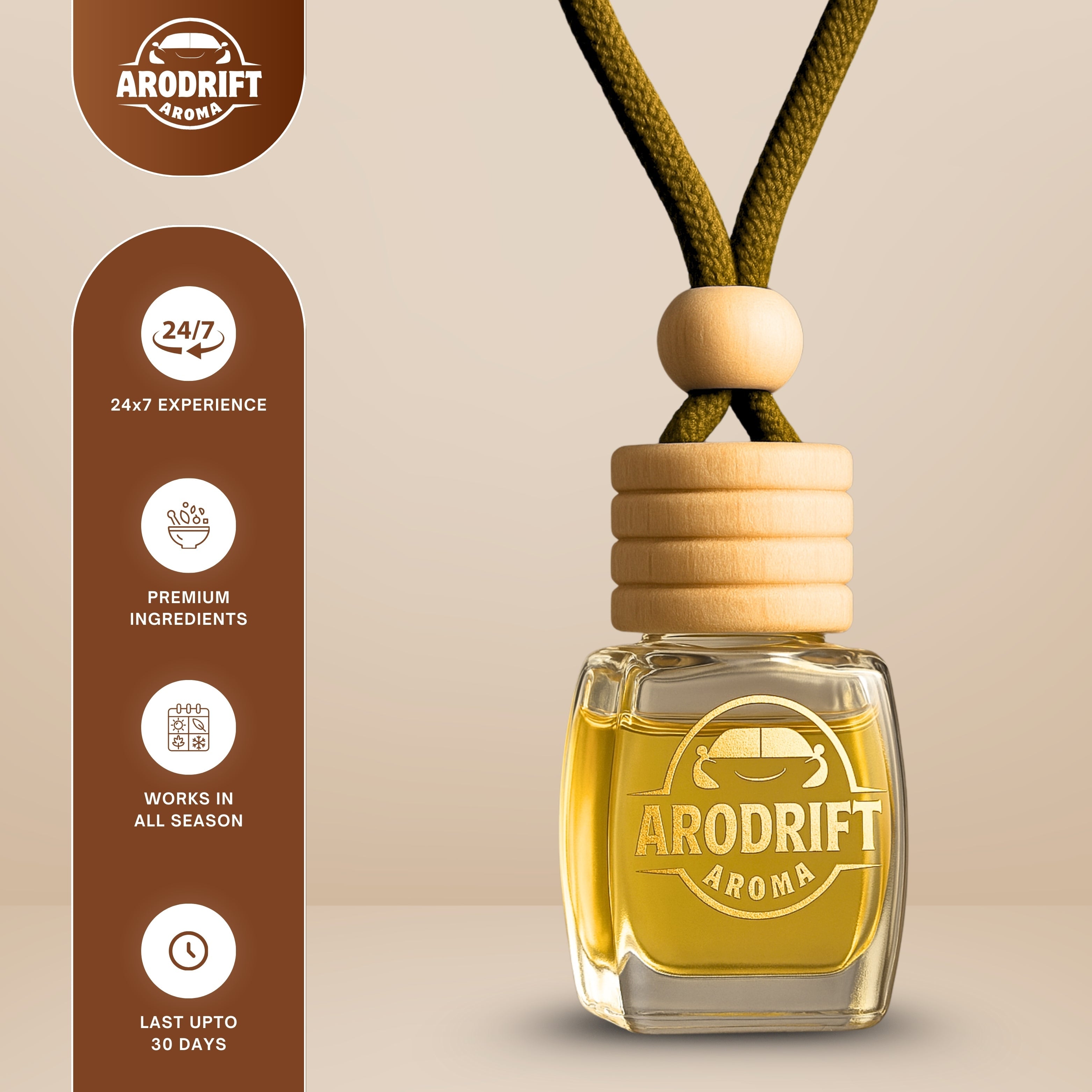 AroDrift Premium Hanging Car Perfume | Combo Pack Of 2 | Last Up to 45 Days | Made From Natural Essential Oils | 15ML X 2 Bottle | 30 ML